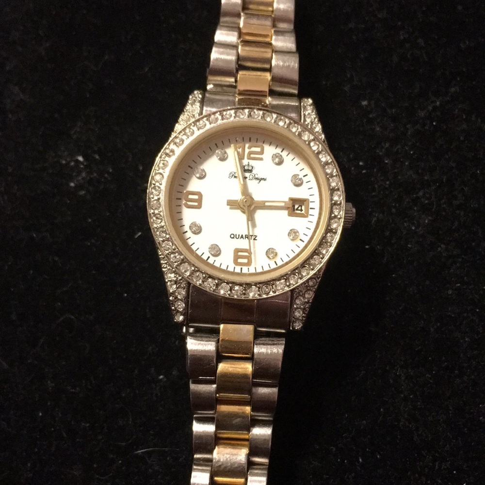 Two tone adjustable watch ladies